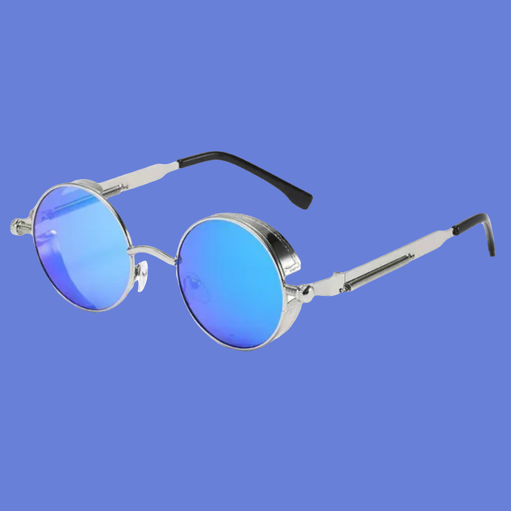 Trendy designer men's round frame vintage sunglasses, UV400 ens protection