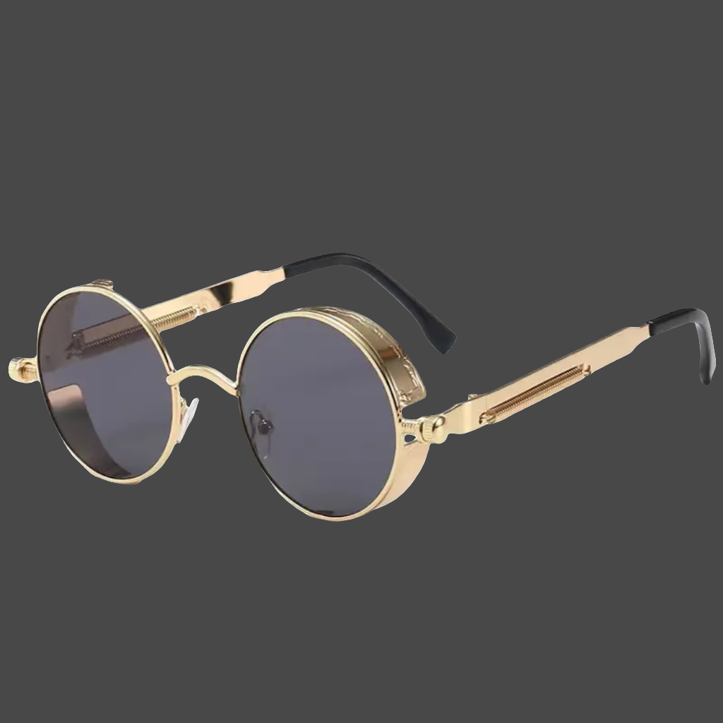 Trendy designer men's round frame vintage sunglasses, UV400 ens protection