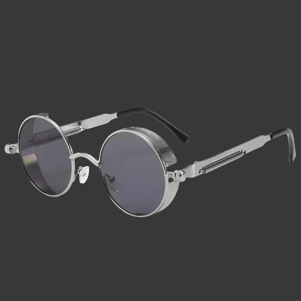 Trendy designer men's round frame vintage sunglasses, UV400 ens protection